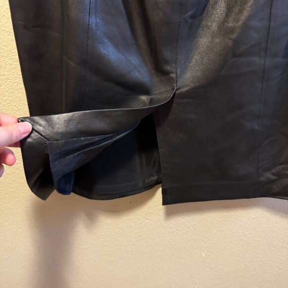 Talbots Black Genuine Leather Pencil Skirt | Size 8 | Classic - Picture 4 of 5